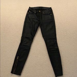 7 for all mankind- black coated skinny jeans
